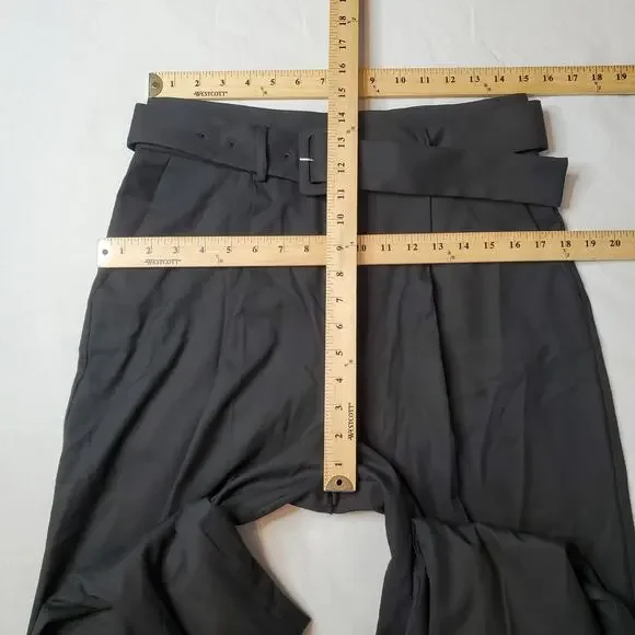 Mango Women's Size 8 NWT Belted Tapered Leg Pants Black - Picture 2 of 8
